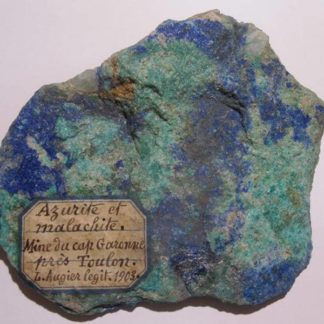 Azurite et malachite, ancien spécimen de la mine de cap Garonne, Var.