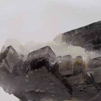 Fluorine bleue sur cristaux de quartz, mine de L'Avellan, Var.