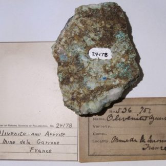 Olivénite et azurite, La Garonne, Le Pradet, Var.