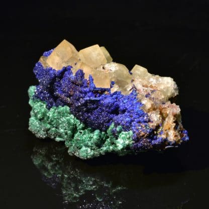 Azurite, malachite et fluorine, Aouli, Maroc