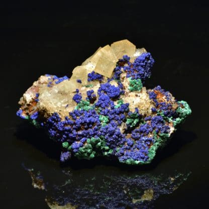 Azurite, malachite et fluorine, Aouli, Maroc