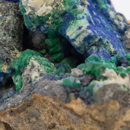 Bournonite, azurite, malachite et sphalérite, Saint-Laurent-le-Minier, Gard.