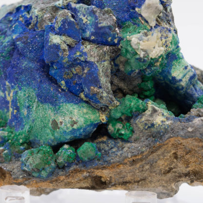 Bournonite, azurite, malachite et sphalérite, Saint-Laurent-le-Minier, Gard.