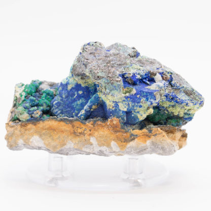 Bournonite, azurite, malachite et sphalérite, Saint-Laurent-le-Minier, Gard.