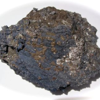 Bromargyrite sur covelline, district minier de Sierra Gorda, Chili.