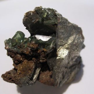 Ludlamite sur Pyrite, mine de Salsigne, Aude.