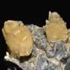 Cristaux de calcite sur octaèdres de galène, mine de Planioles, Lot.