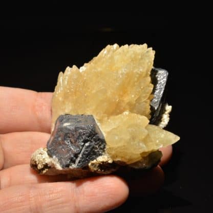 Calcite et Galène, mine de Planioles, Lot.