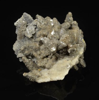 Calcite sur quartz, Rocher du Boeuf, L'Argentolle, Saône-et-Loire.