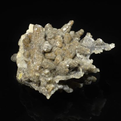 Calcite sur quartz, Rocher du Boeuf, L'Argentolle, Saône-et-Loire.