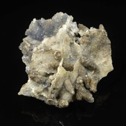 Calcite sur quartz, Rocher du Boeuf, L'Argentolle, Saône-et-Loire.