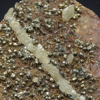 Calcite, sidérite et pyrite, Peyrebrune, Tarn, France.