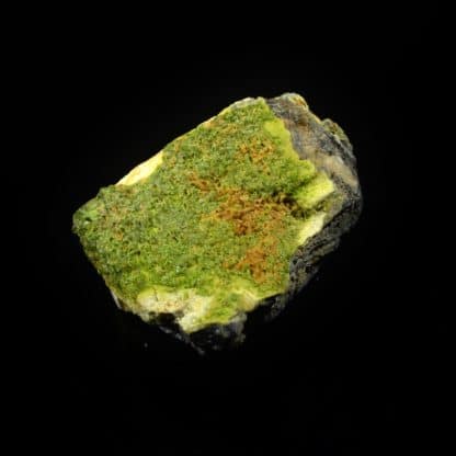 Pyromorphite verte sur galène, L'Argentolle, Saint-Prix, Saône-et-Loire.