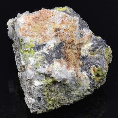 Cristal de galène, Quartz et Pyromorphite, L'Argentolle, Saône-et-Loire.