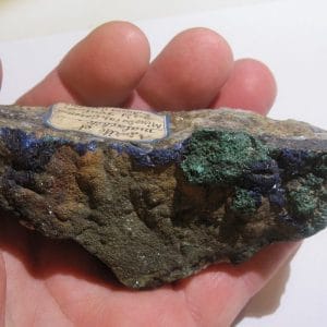 Azurite et Malachite, spécimen de 1903, mine de cap Garonne, Var.