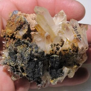 Ankérite sur quartz, mine de Vaulnaveys, Isère.