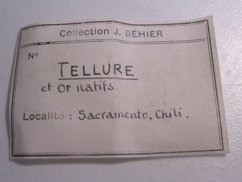 Or et Tellure natifs, Sacramento, minéraux du Chili.