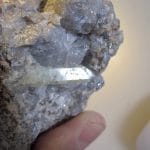 Cristal de béryl, Menez Goaillou, Coray, Finistère.