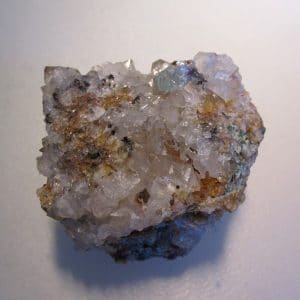 Hémimorphite bleue, malachite et quartz, L'Argentolle, Saône-et-Loire.