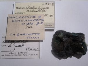 Chalcopyrite, mine à Giraud, La Gardette, Villard-Notre-Dame, Isère.