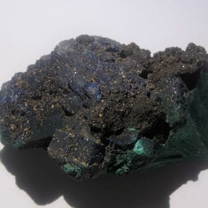 Malachite fibeuse avec azurite, mine de Chessy, Rhône.