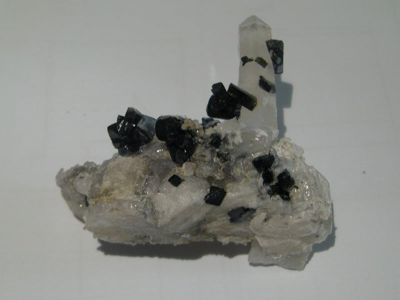 Ilvaïte et quartz, Campiglia Marittima, Grossetto, Italie.