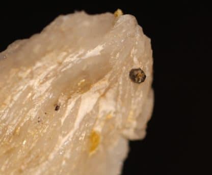 Pyromorphite blanche sur baryte avec galène, Les Farges, Ussel, Corrèze.