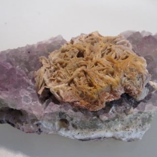 Barytine sur fluorine violette, Voltennes, Saône-et-Loire, Morvan.