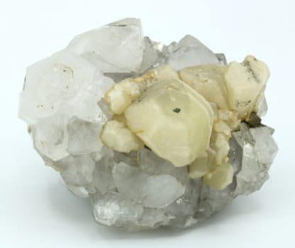 Calcite sur quartz de la mine de Peyrebrune (Tarn)