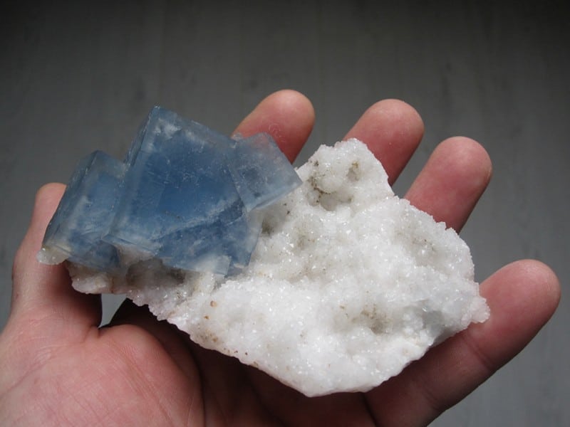 Fluorine bleue sur quartz, Le Burc, Tarn.