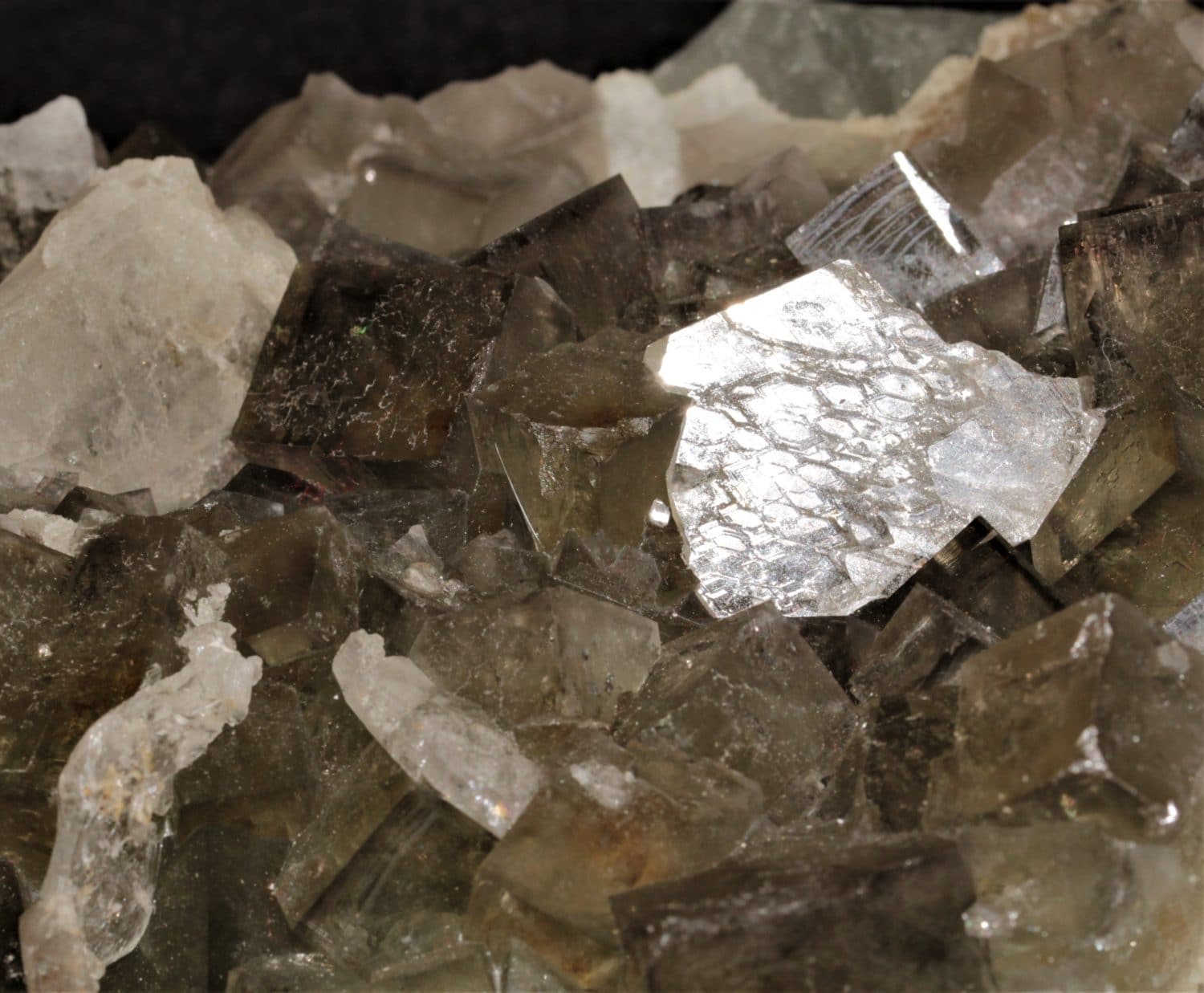 Fluorite et gros cristaux de barytine, mine de l'Avellan, Var.