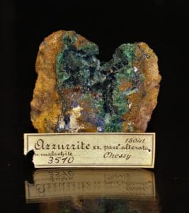 Géode d'azurite et malachite, mine de Chessy, Rhône-Alpes.