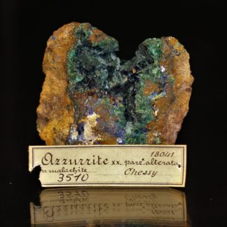 Géode d'azurite et malachite, mine de Chessy, Rhône-Alpes.