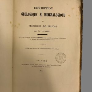 Description géologique et minéralogique du Territoire de Belfort