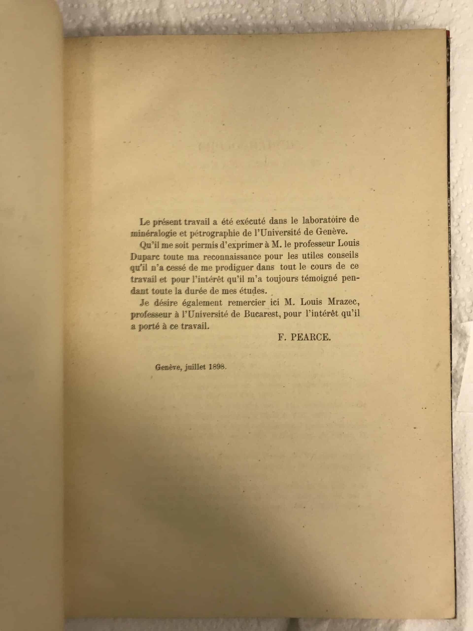 Livre de géologie, thèse de Pétrographie : Recherches sur le versant sud-est du massif du Mont-Blanc.