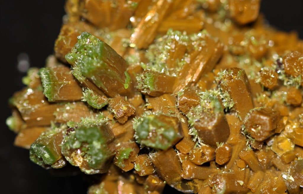 Pyromorphite, mine des Farges, Corrèze, France.