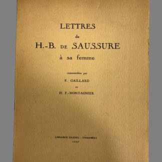 Lettres de H.-B. de Saussure à sa femme