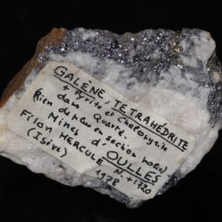 Galène, tétraédrite et chalcopyrite, mine d'Oulles, Isère - Ex- Geffroy.