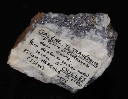 Galène, tétraédrite et chalcopyrite, mine d'Oulles, Isère - Ex- Geffroy.