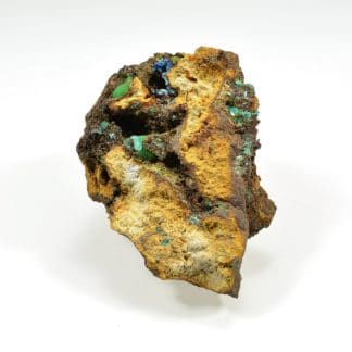 Malachite et cyanotrichite, Salsigne, Aude.