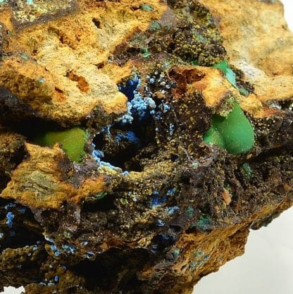 Malachite et cyanotrichite, Salsigne, Aude.