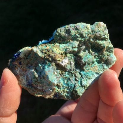 Cyanotrichite et parnauite, Mine Cap Garonne, Le Pradet, Var.