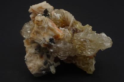 Cérusite sur barytine avec galène, Mibladen, minéraux du Maroc.