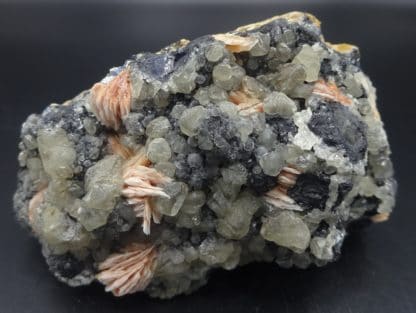 Cérusite et Baryte sur Galène, Mibladen, Maroc.