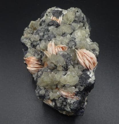 Cérusite et Baryte sur Galène, Mibladen, Maroc.