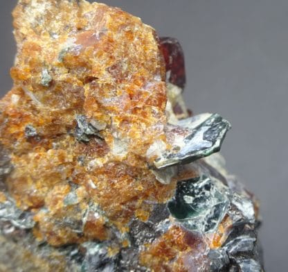 Chondrodite, magnétite et clinochlore, Tilly Foster Mine, New York, USA.
