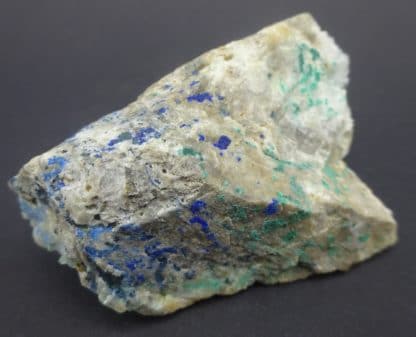 Panabase, azurite et malachite sur quartz, Cauterets, Hautes-Pyrénées.