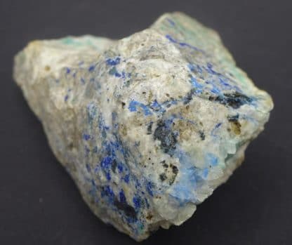 Panabase, azurite et malachite sur quartz, Cauterets, Hautes-Pyrénées.