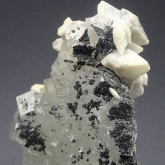 Calcite et Blende sur Fluorite incolore, Filon Blanc, Fontsante, Var.