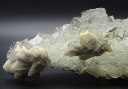 Calcite et Blende sur Fluorite incolore, Filon Blanc, Fontsante, Var.